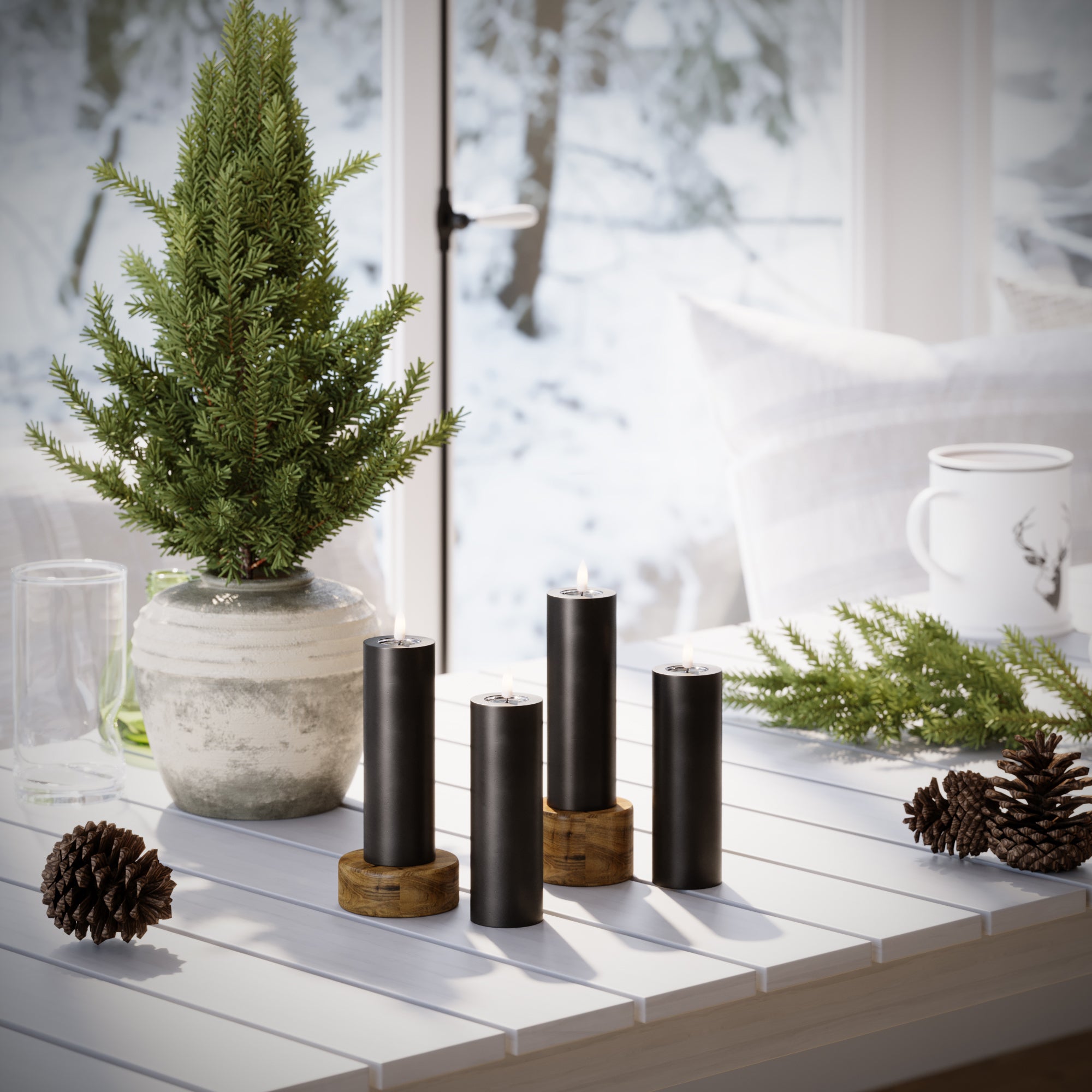 LED bloková světla Ø 5 x 15 cm Černá - 4 ks