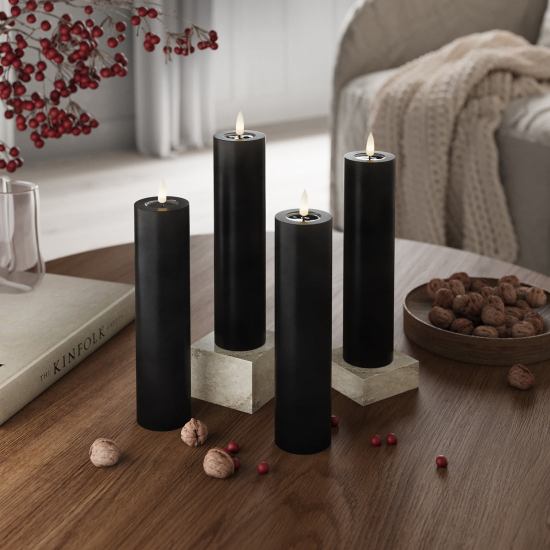 LED blokų žibintai Ø 5 x 20 cm Juoda - 4 vnt