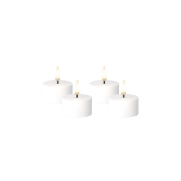 LED Mini Tea Light Flat Top 4 vnt, Ø 3,8 x 2 cm Balta