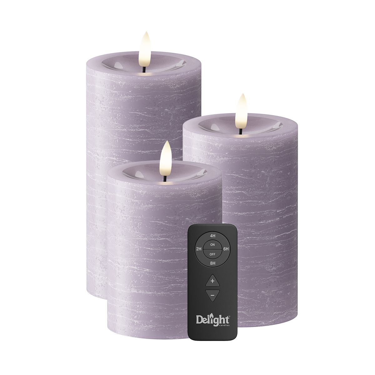 LED Blockljus Förpackning om 3, Ø 7,5 x 10/12,5/15 cm Lavendel