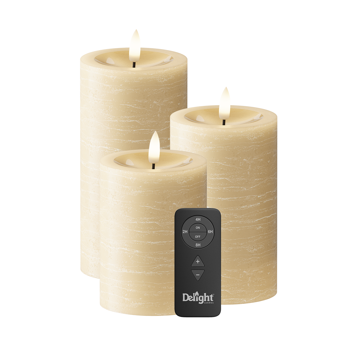LEDs Vela pilar Pacote de 3, Ø 7,5 x 10/12,5/15 cm Leve Caramelo