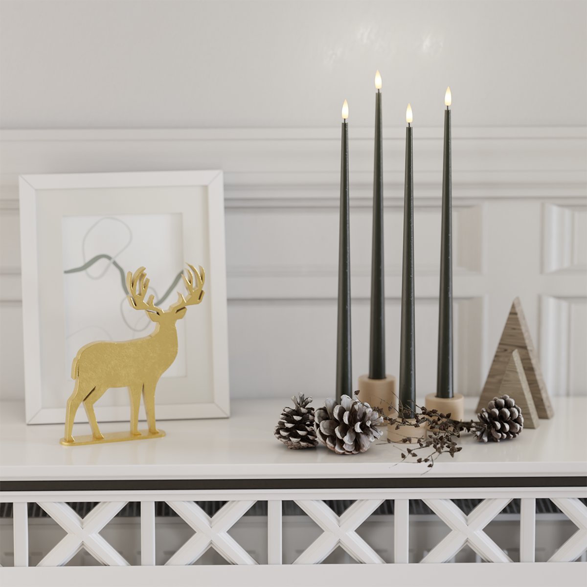 Deluxe Homeart Πακέτο LED Candle Light - Σκούρο πράσινο - 4 τεμάχια 38 cm 2