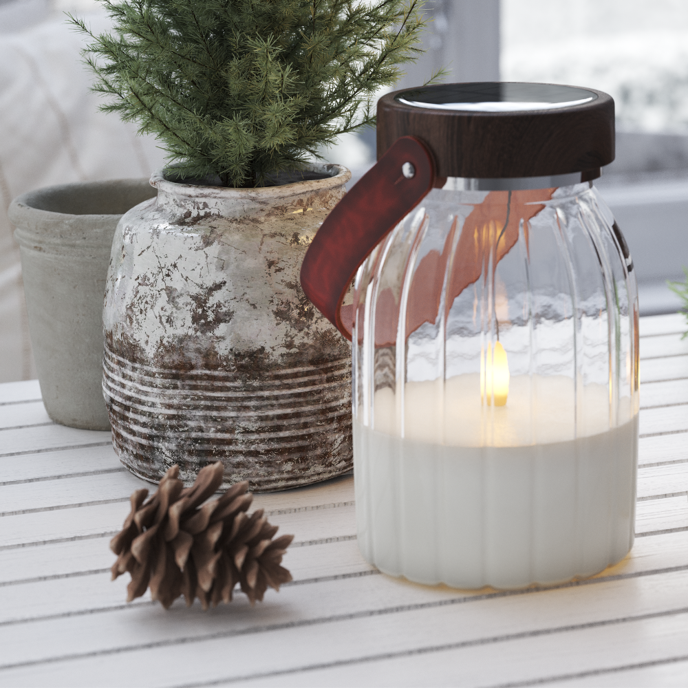 Deluxe Homeart Γυάλινο φανάρι LED 17cm Φανάρια LED 1