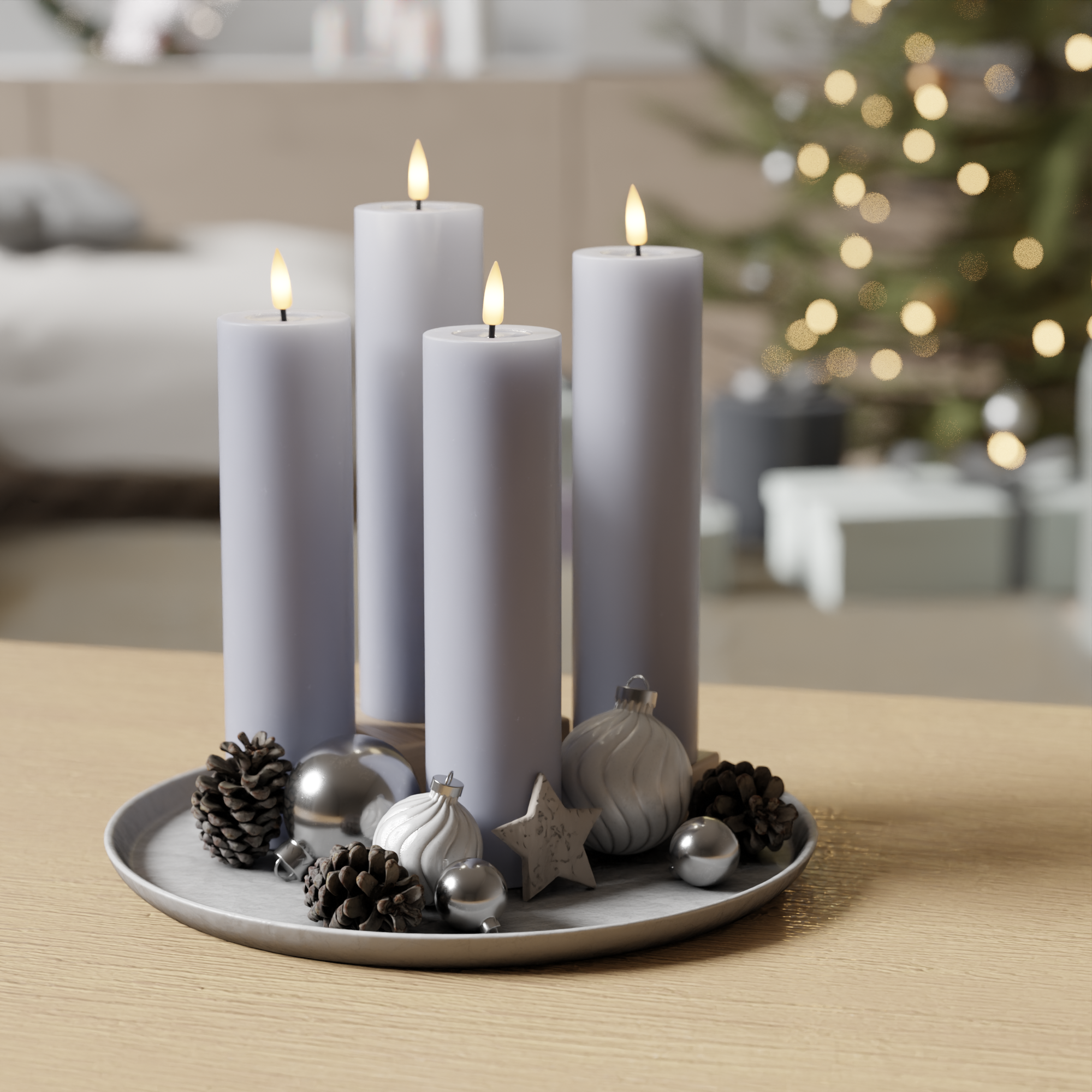 Deluxe Homeart Συσκευασία φωτός μπλοκ LED - Ξεθωριασμένο μπλε - 4 τεμάχια 5 x 20 cm 1