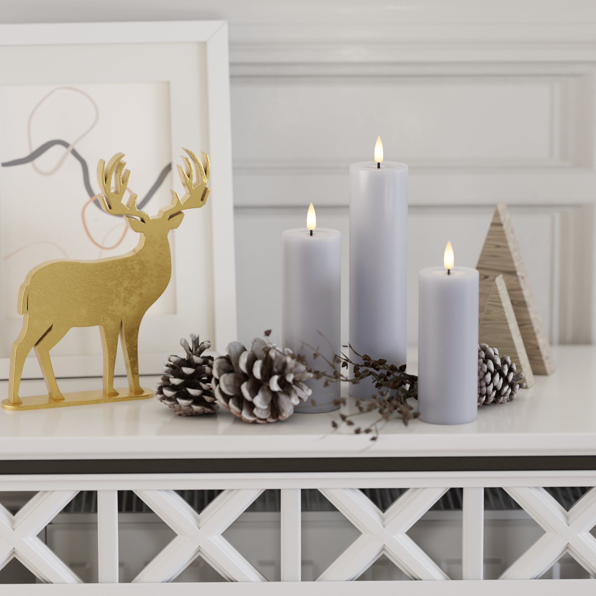 Deluxe Homeart Συσκευασία φωτός μπλοκ LED - Ξεθωριασμένο μπλε - 5 x 12,5 + 15 + 20 3