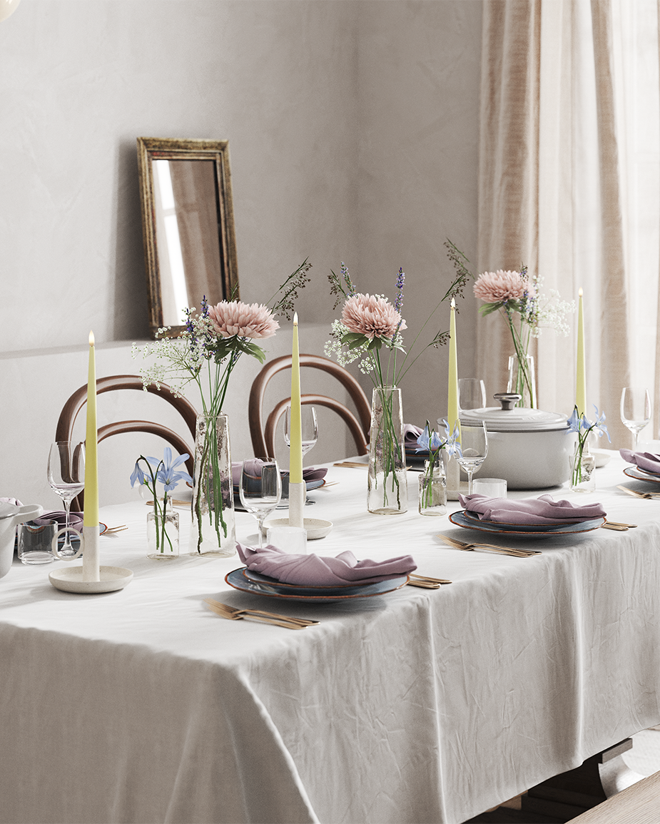 Pavasarinės žvakių šviesos pakuotė 38 cm (4 vnt.)