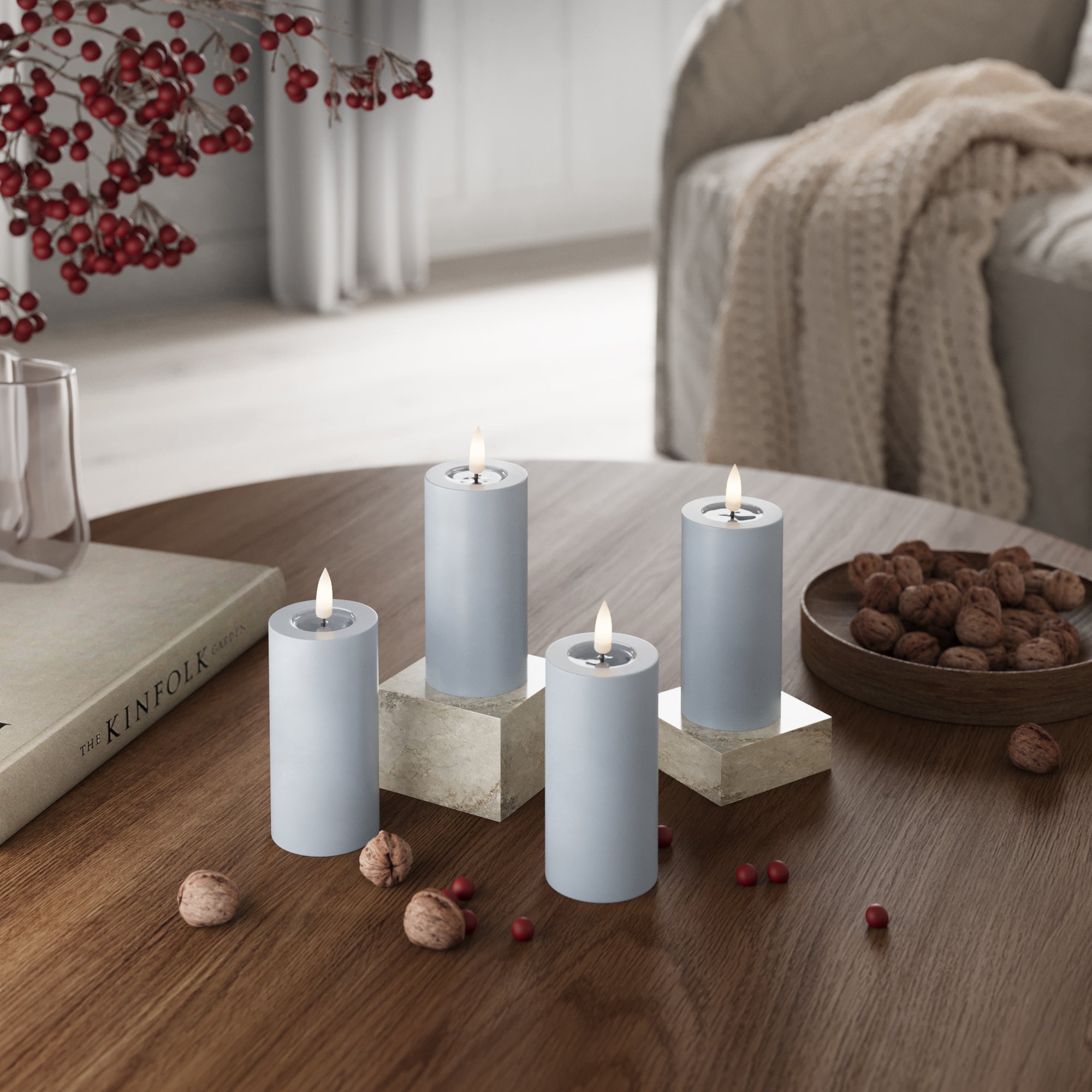 LED blokų žibintai Ø 5 x 10 cm Prislopintas mėlynas - 4 vnt