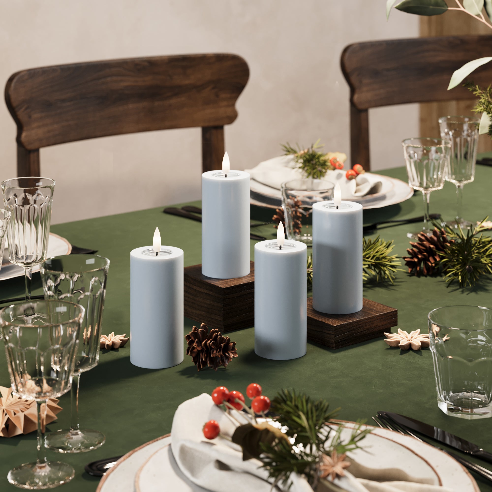 LED blokų žibintai Ø 5 x 10 cm Prislopintas mėlynas - 4 vnt