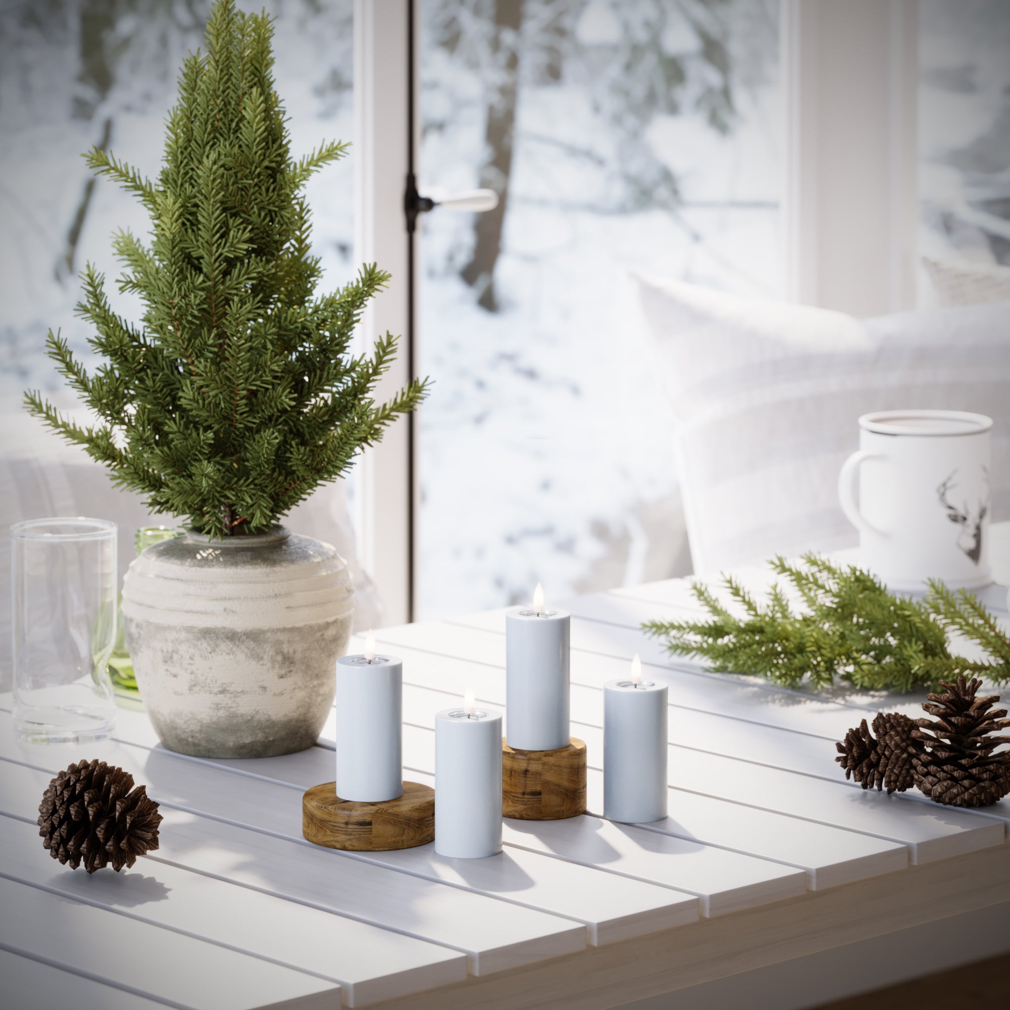 LED blokų žibintai Ø 5 x 10 cm Prislopintas mėlynas - 4 vnt