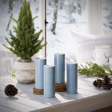 LIDERADO Vela pilar Ø 7,5 x 20 cm Azul gelo - 4 pcs
