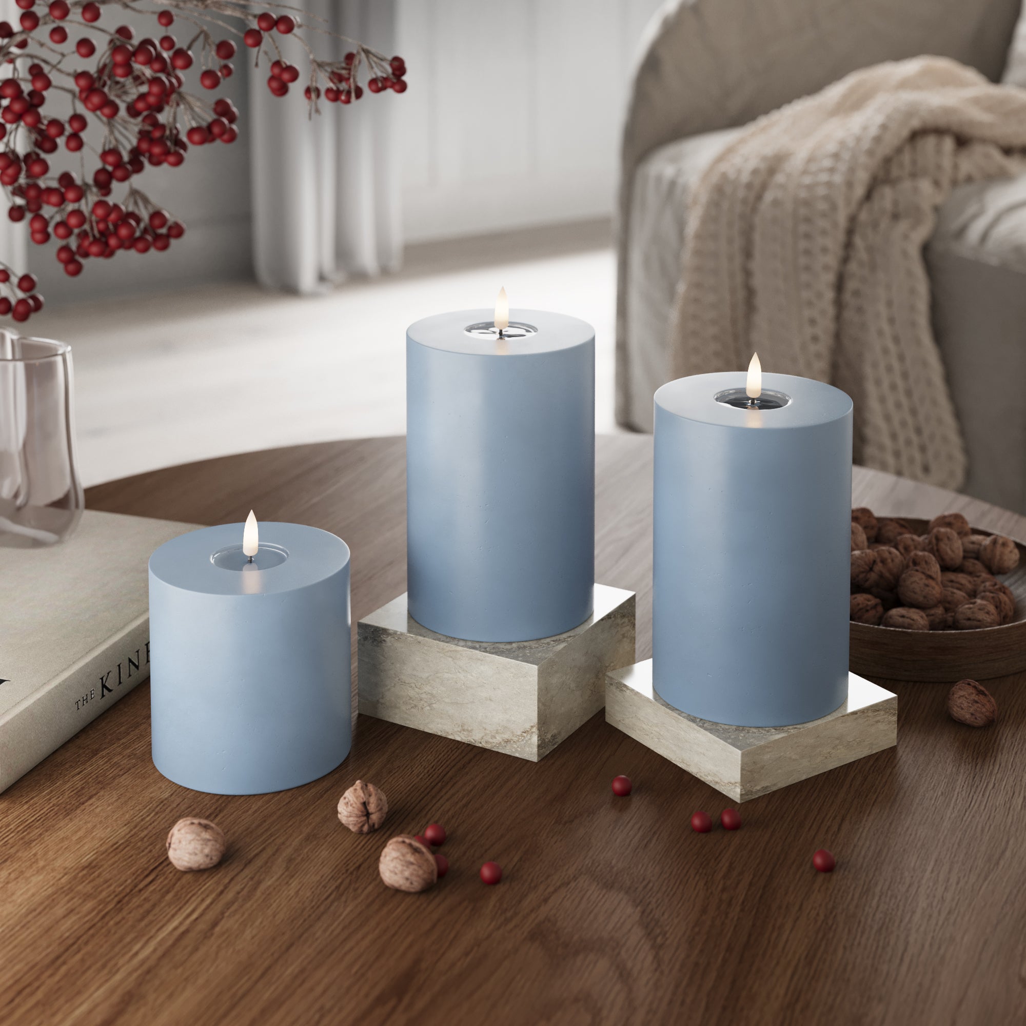 Φως μπλοκ LED Ø 10 x 10 + 15 + 20 cm Παγωμένο μπλε