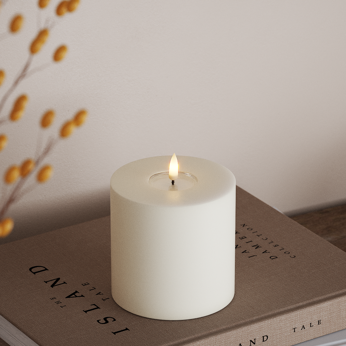 Deluxe Homeart LED Blockljus Ø 10 x 10 cm Vit LED Blockljus 4