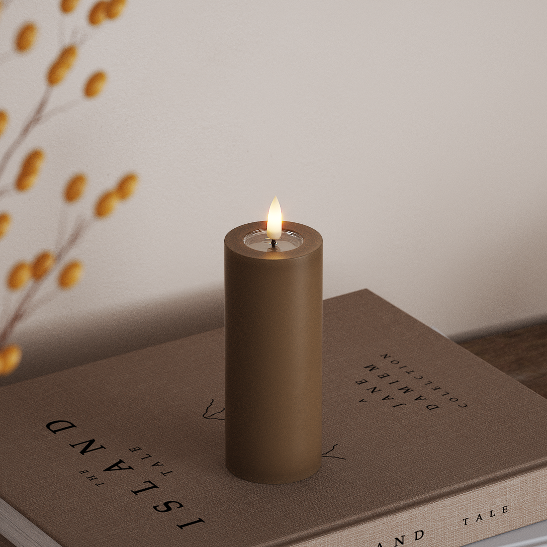 Deluxe Homeart LED Bloklys Ø 5 x 12,5 cm Karamel LED bloklys 4