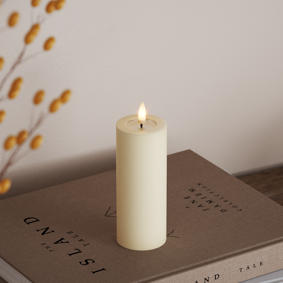 Deluxe Homeart LED Blockljus Ø 5 x 12,5 cm Kräm LED Blockljus 4