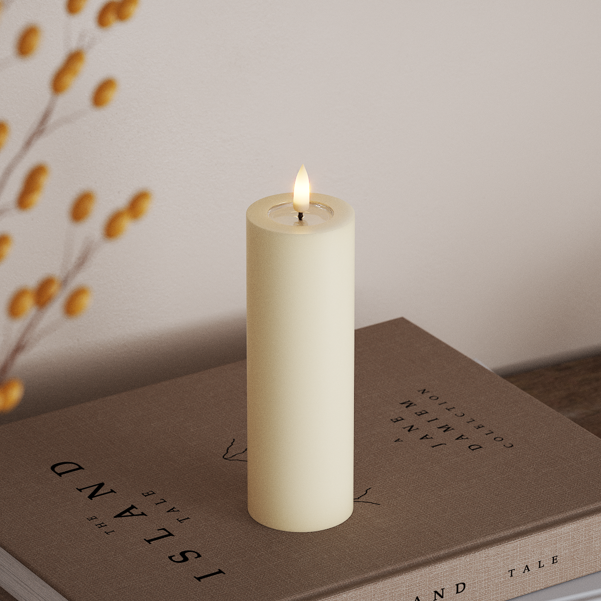 Deluxe Homeart Φωτιστικό μπλοκ LED Ø 5 x 15 cm Κρεμ Φως μπλοκ LED 3