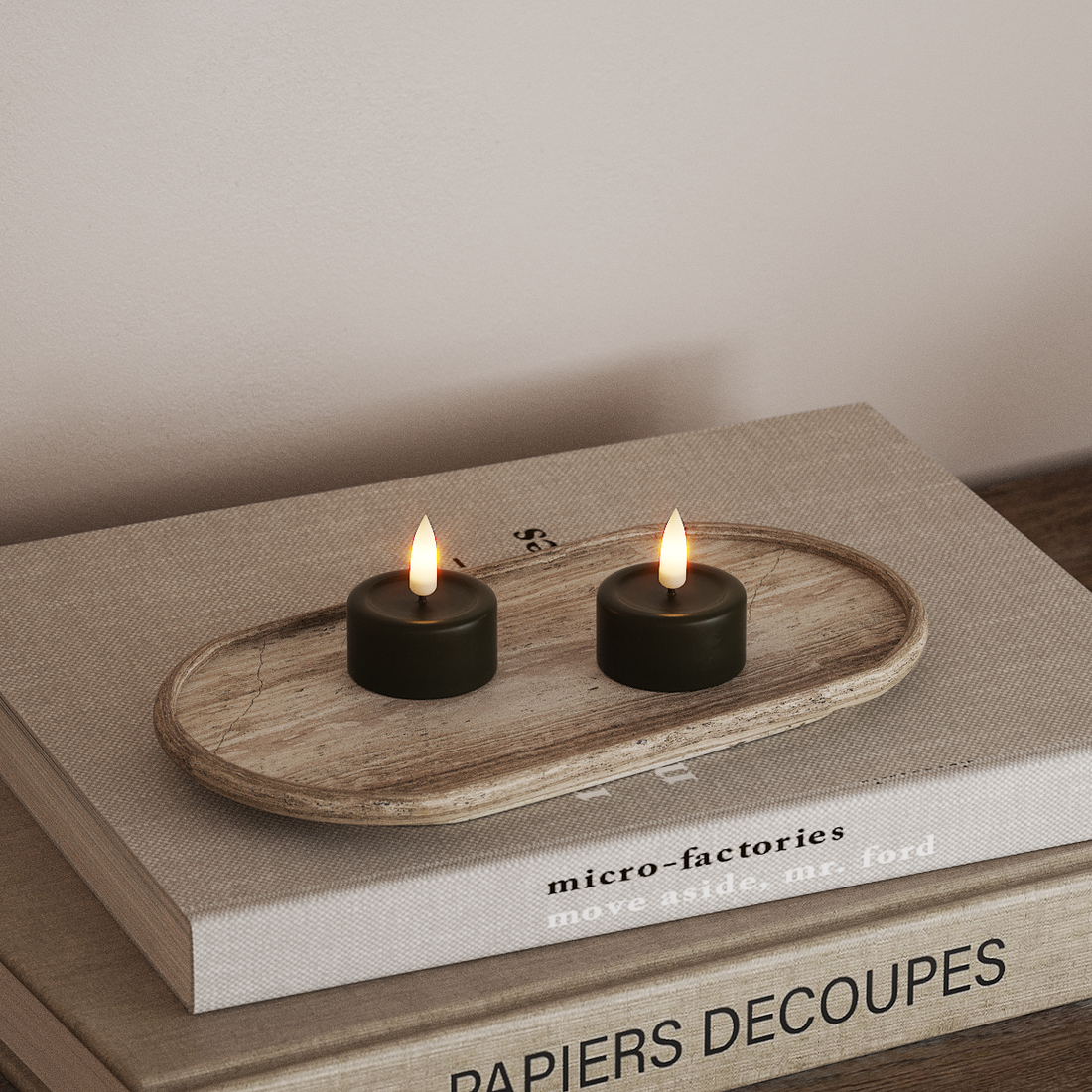 Deluxe Homeart LEDs Vela de chá 2 peças Verde escuro LEDs Vela de chá 4