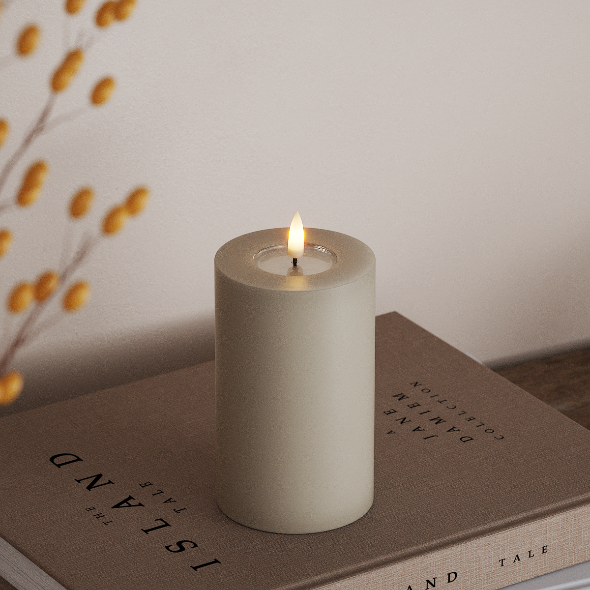 Deluxe Homeart Φωτιστικό μπλοκ LED Ø 7,5 x 12,5 cm Άμμος Φως μπλοκ LED 3