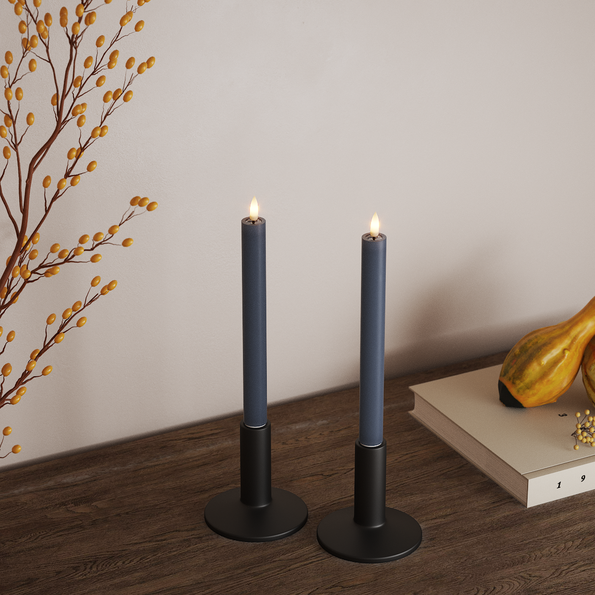 Deluxe Homeart LEDs Vela fina 2 peças, Ø 2 x 24 cm Azul gelo LEDs Vela fina 3