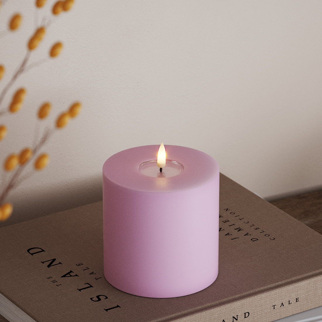 Deluxe Homeart LED Blockljus Ø 10 x 10 cm Lavendel LED Blockljus 4