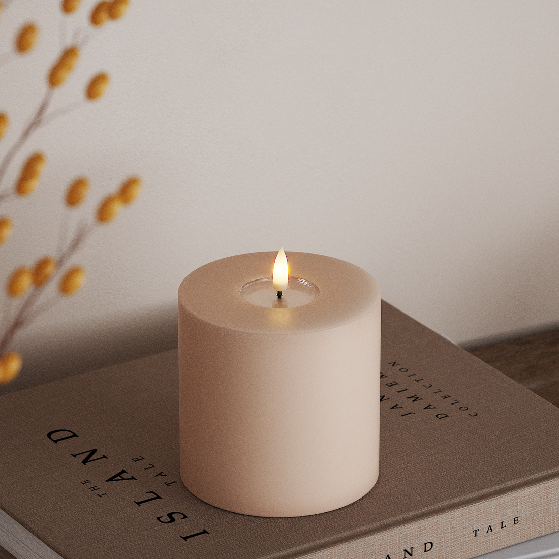 Deluxe Homeart LED Bloklys Ø 10 x 10 cm Rose LED bloklys 4