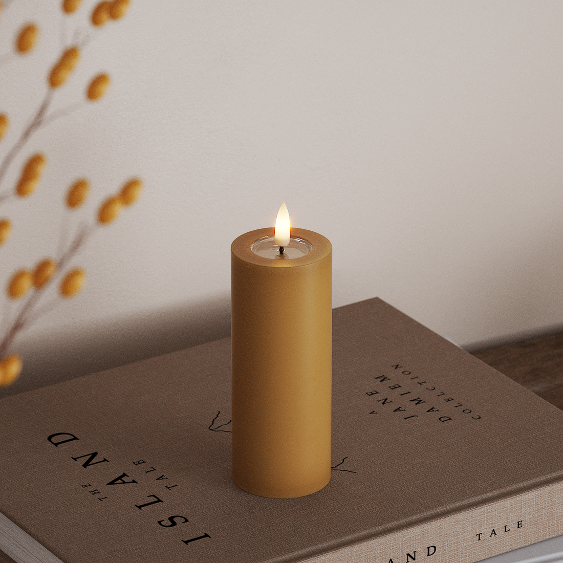 Deluxe Homeart LED Blockljus Ø 5 x 12,5 cm Curry LED Blockljus 4