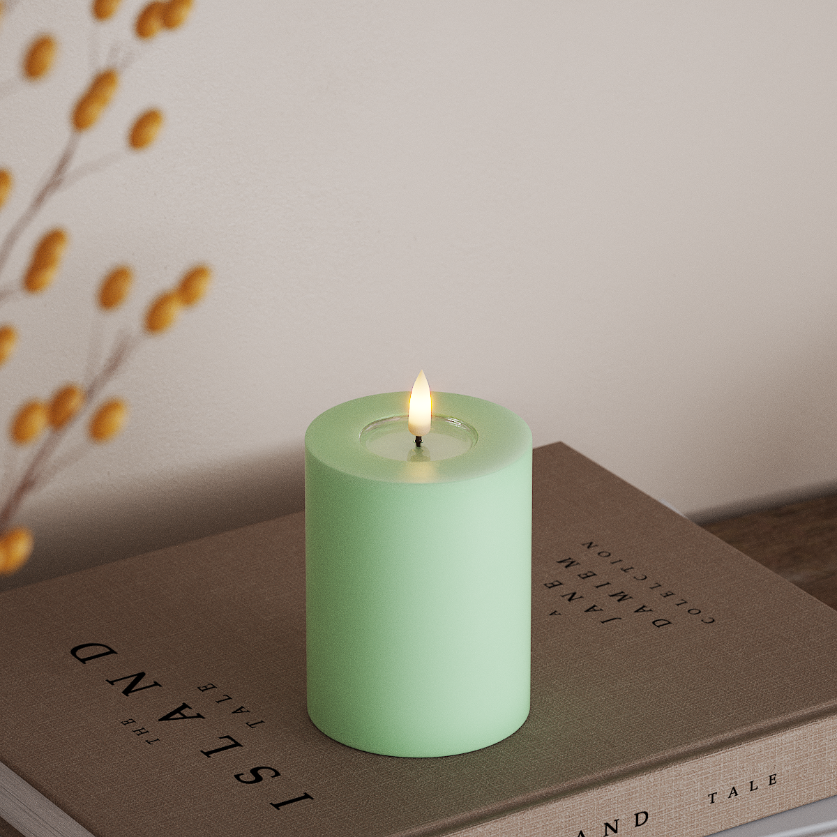 Deluxe Homeart Φωτιστικό μπλοκ LED Ø 7,5 x 10 cm Μέντα Φως μπλοκ LED 3