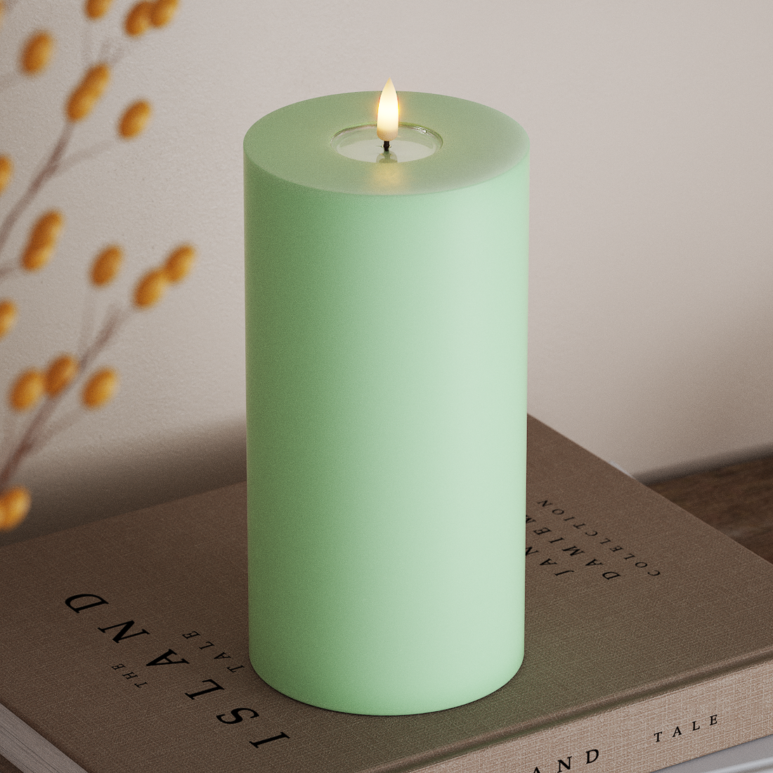 Deluxe Homeart LED Blockljus Ø 10 x 20 cm Mint LED Blockljus 4