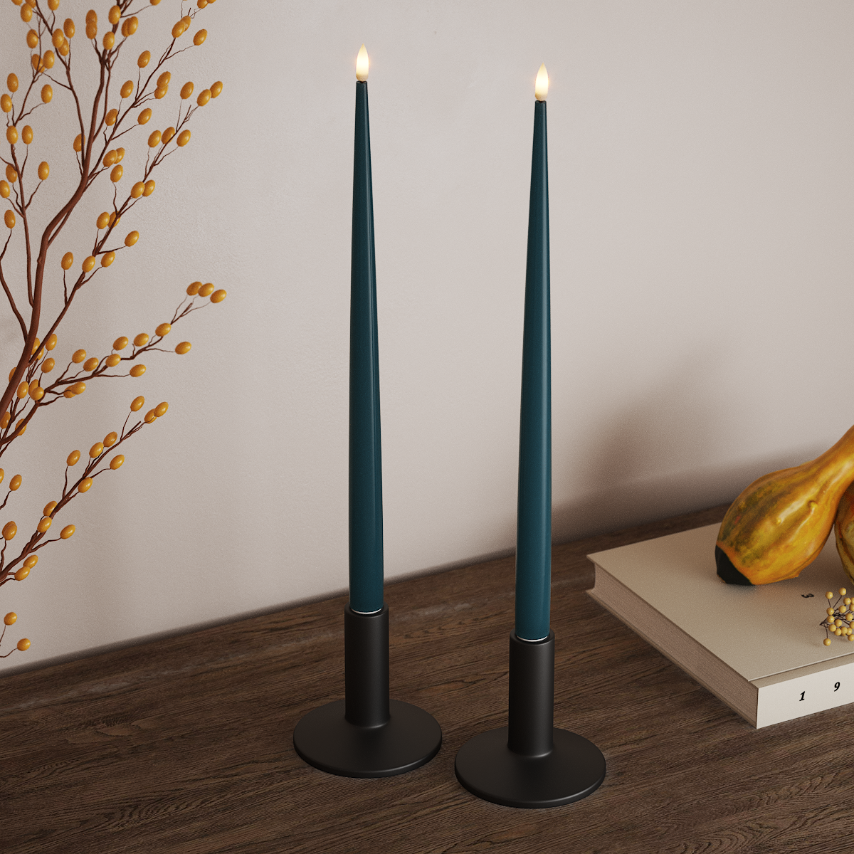 Deluxe Homeart LED žvakių lemputė su laku, 2 vnt 38 cm Naftos mėlyna LED žvakių lemputė 3