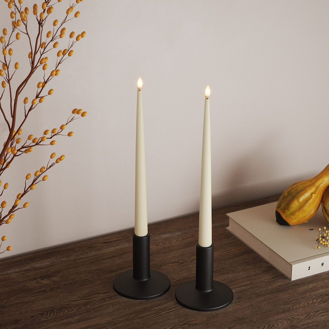 Deluxe Homeart LED Ljus Med Lack med Lack, 2 st 28 cm Kräm LED Ljus Med Lack 4