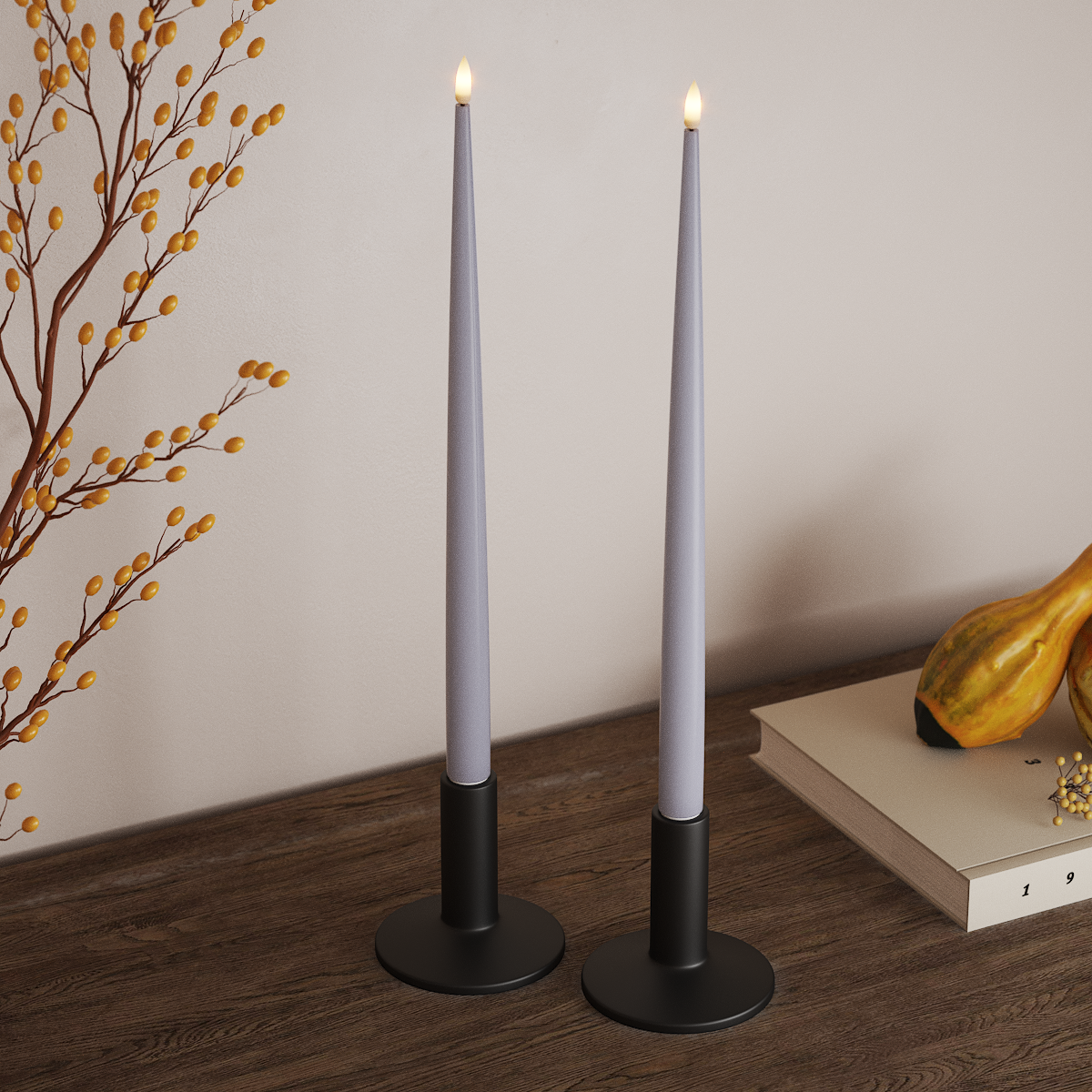 Deluxe Homeart LED žvakių lemputė su laku, 2 vnt 38 cm Prislopintas mėlynas LED žvakių lemputė 3