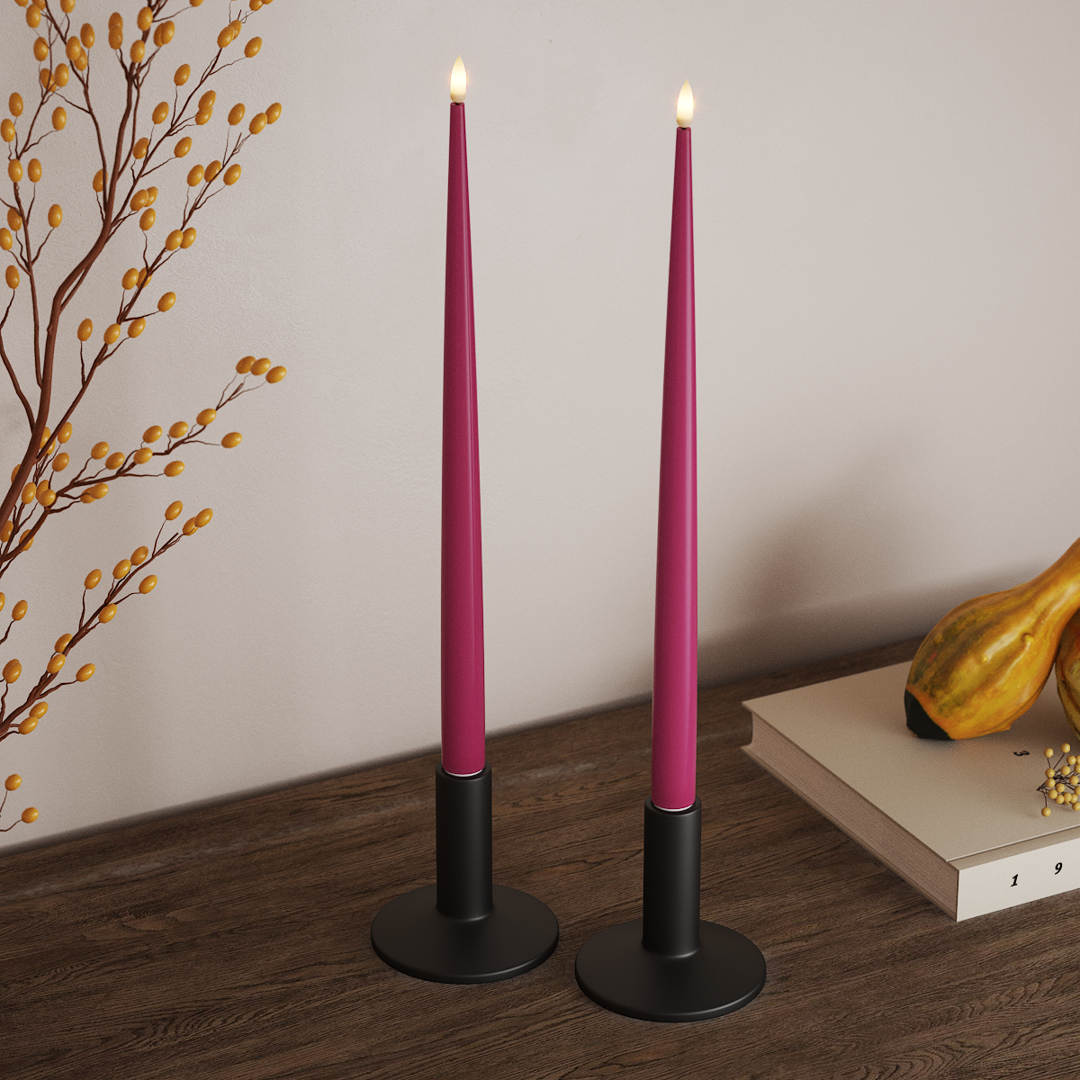 Deluxe Homeart LED žvakių lemputė su laku, 2 vnt 38 cm Magenta LED žvakių lemputė 3