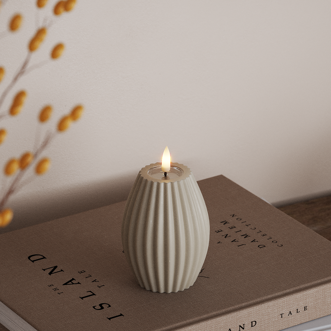 Deluxe Homeart LED Rillelys D 7,5 x H 10 cm Sand LED rillelys 4