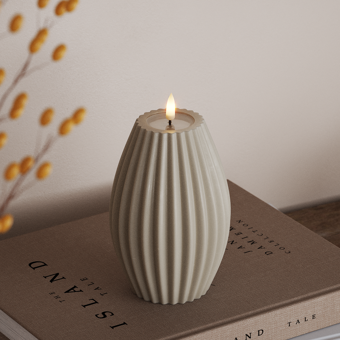 Deluxe Homeart LED Rillelys D 10 x H 15 cm Sand LED rillelys 4