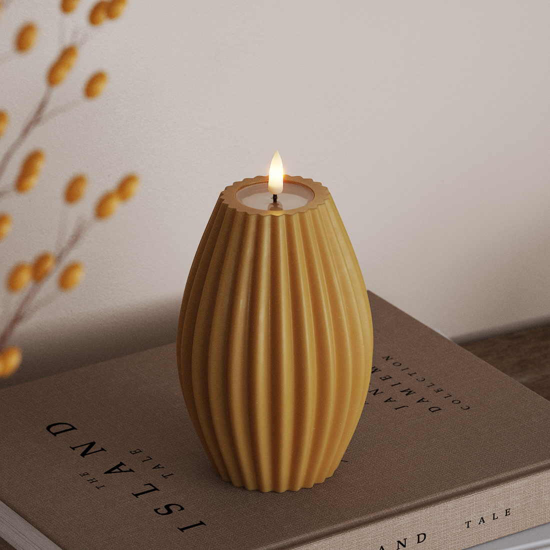 Deluxe Homeart LED Rilleljus D 10 x H 15 cm Curry LED Rilleljus 4