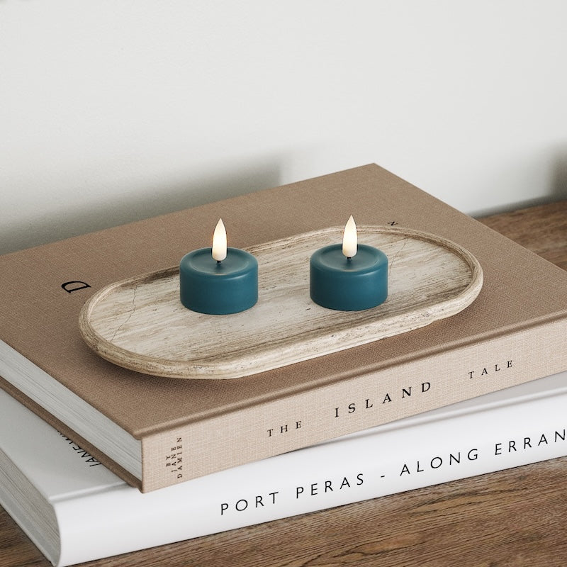 Deluxe Homeart LEDs Vela de chá 2 peças Azul petróleo