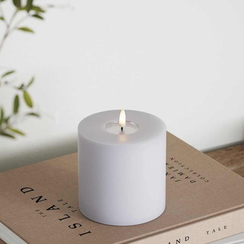 Deluxe Homeart LED Bloklys Ø 10 x 10 cm Støvet blå