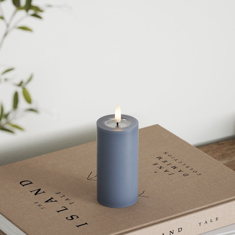 Deluxe Homeart Φωτιστικό μπλοκ LED Ø 5 x 10 cm Παγωμένο μπλε