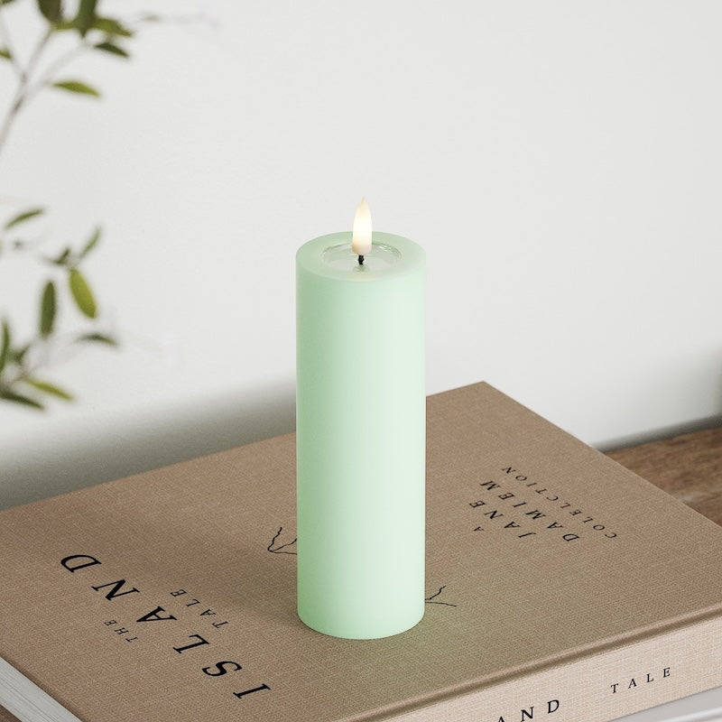 Deluxe Homeart LEDs Vela pilar Ø5x15cm Menta