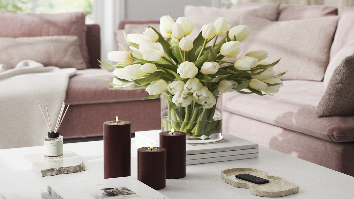 LED Blokker lys med naturtro LED flamme