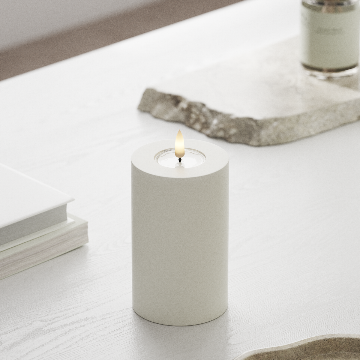 Deluxe Homeart Φωτιστικό μπλοκ LED Ø 7,5 x 12,5 cm Λευκό Φως μπλοκ LED 1