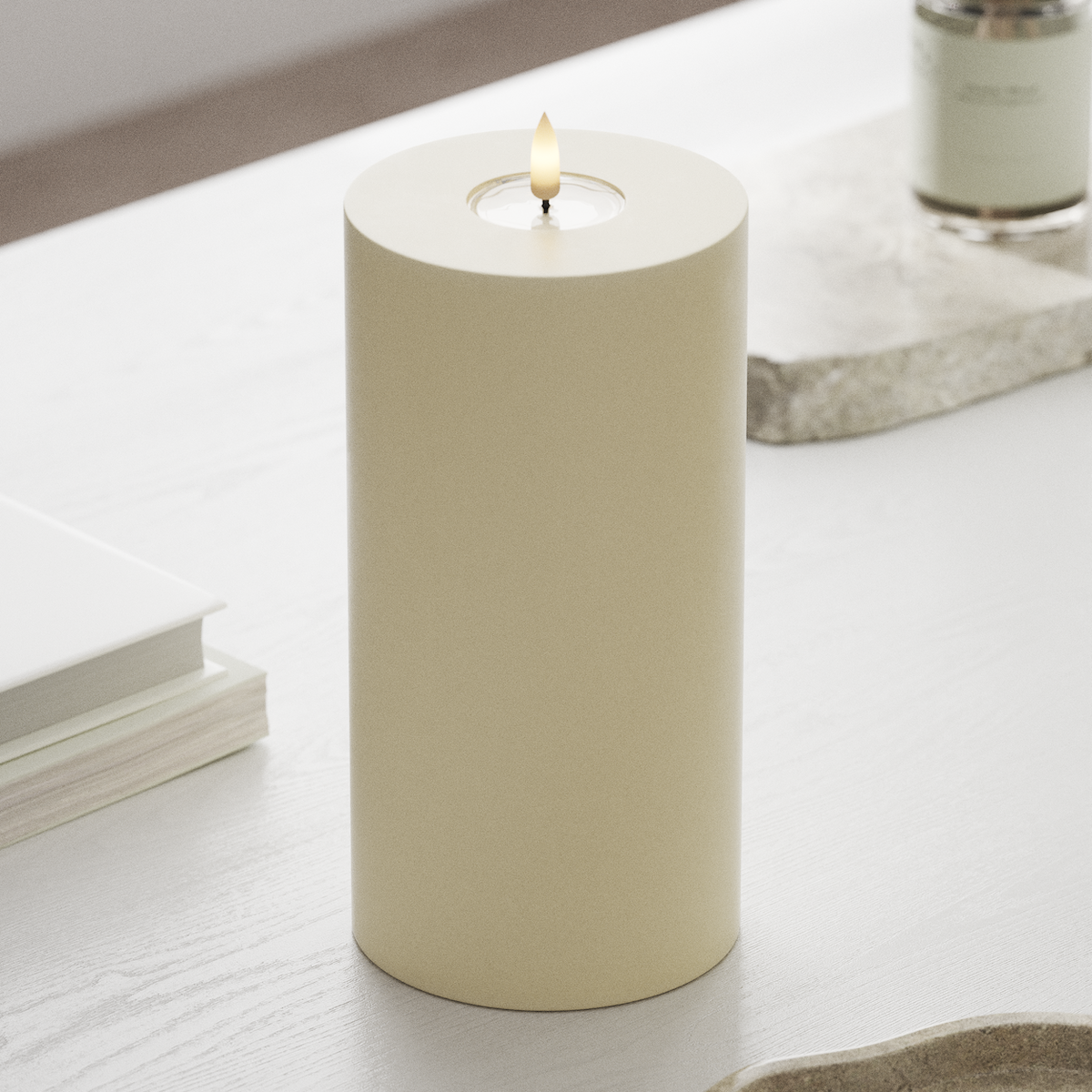 Deluxe Homeart Φωτιστικό μπλοκ LED Ø 10 x 20 cm Κρεμ Φως μπλοκ LED 1