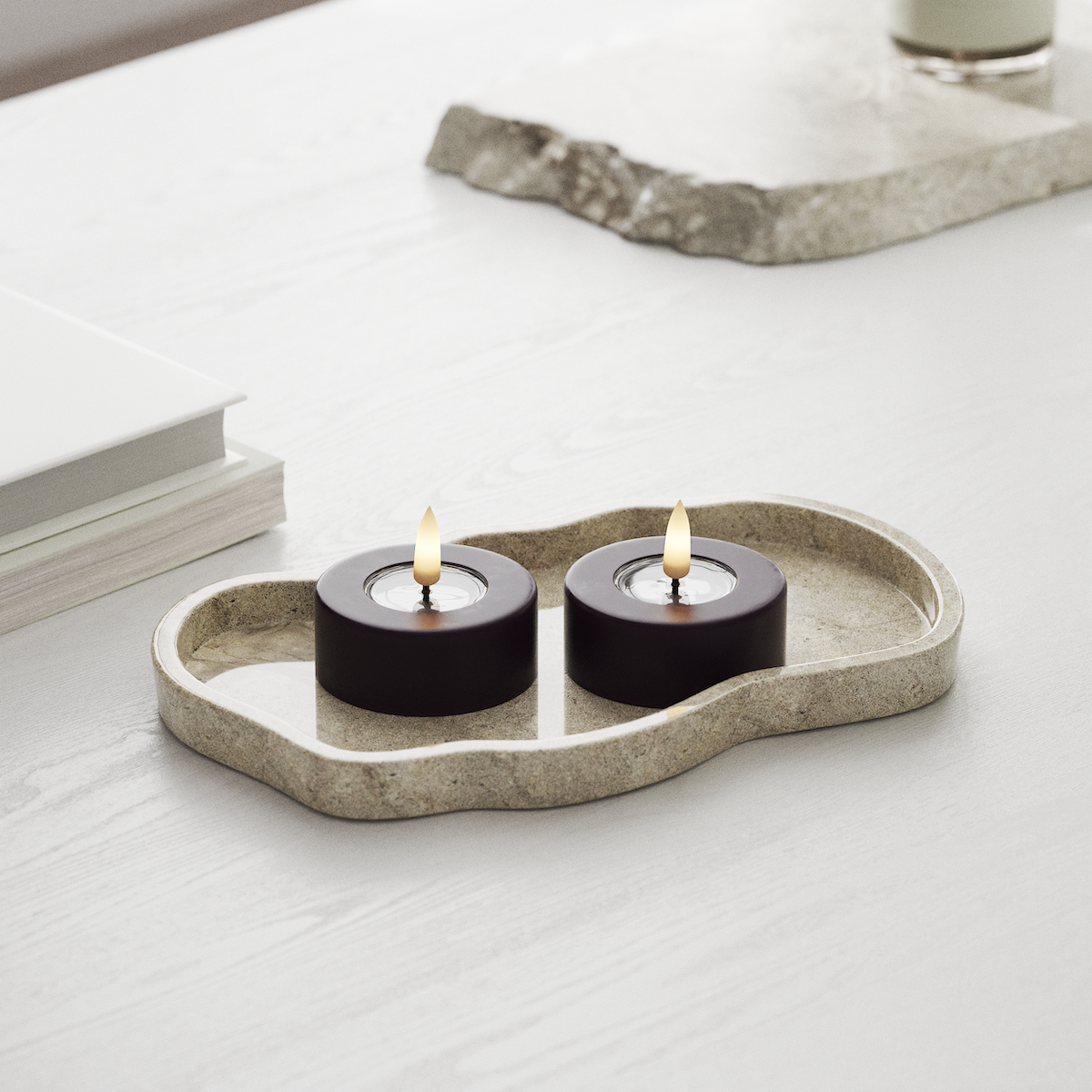 Deluxe Homeart LED Jumbo Fyrfadslys 2 stk. Store Mørkelilla LED jumbo fyrfadslys 1