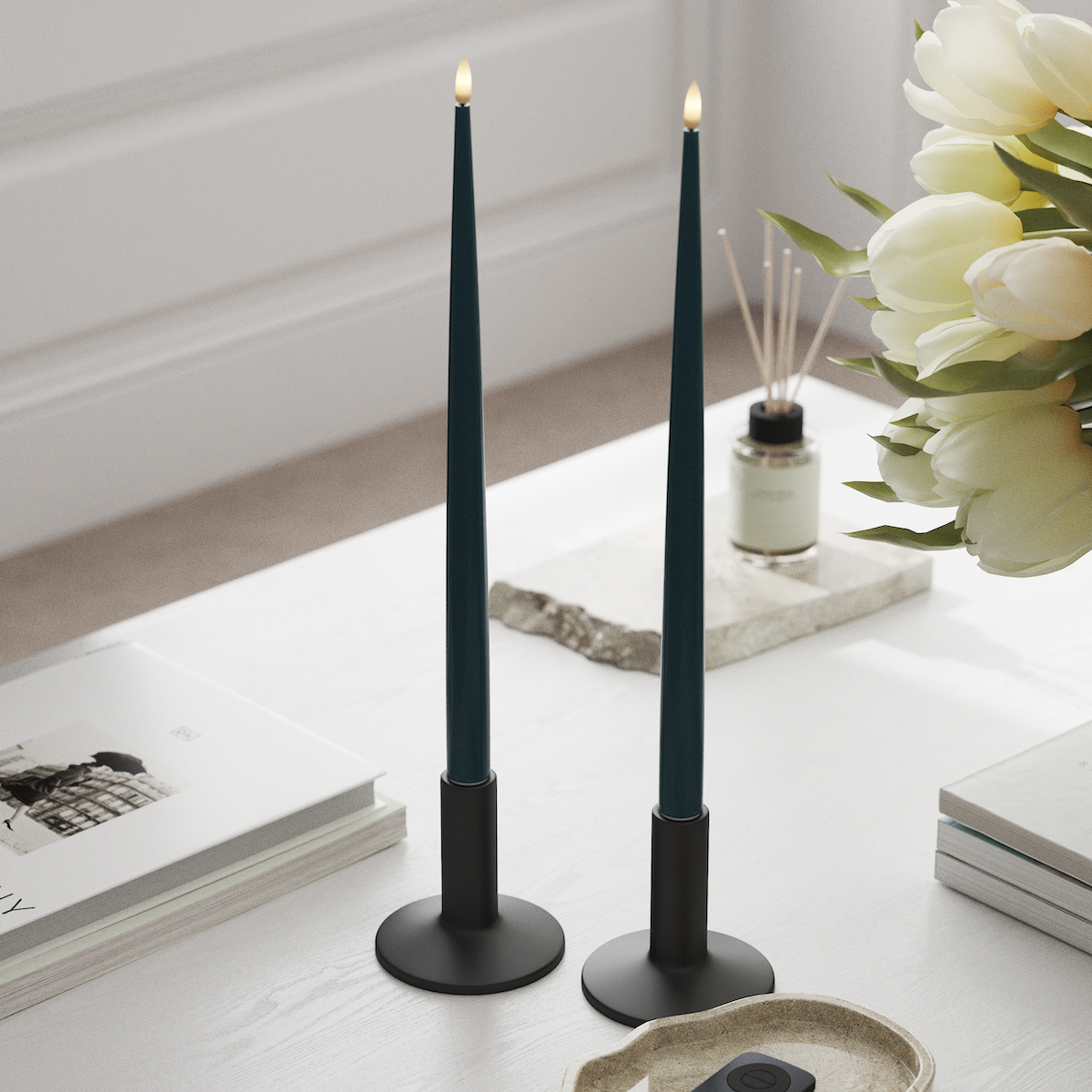 Deluxe Homeart LED žvakių lemputė su laku, 2 vnt 38 cm Naftos mėlyna LED žvakių lemputė 1