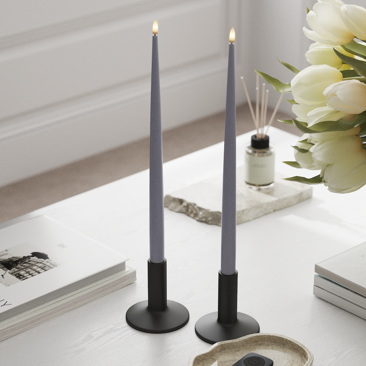 Deluxe Homeart LED žvakių lemputė su laku, 2 vnt 38 cm Prislopintas mėlynas LED žvakių lemputė 1