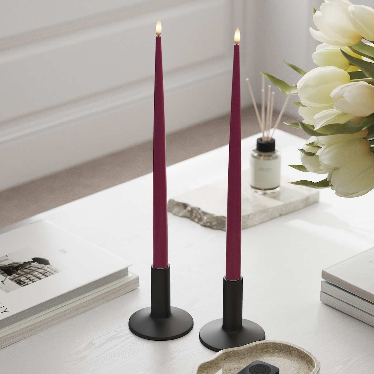 Deluxe Homeart LED žvakių lemputė su laku, 2 vnt 38 cm Magenta LED žvakių lemputė 1