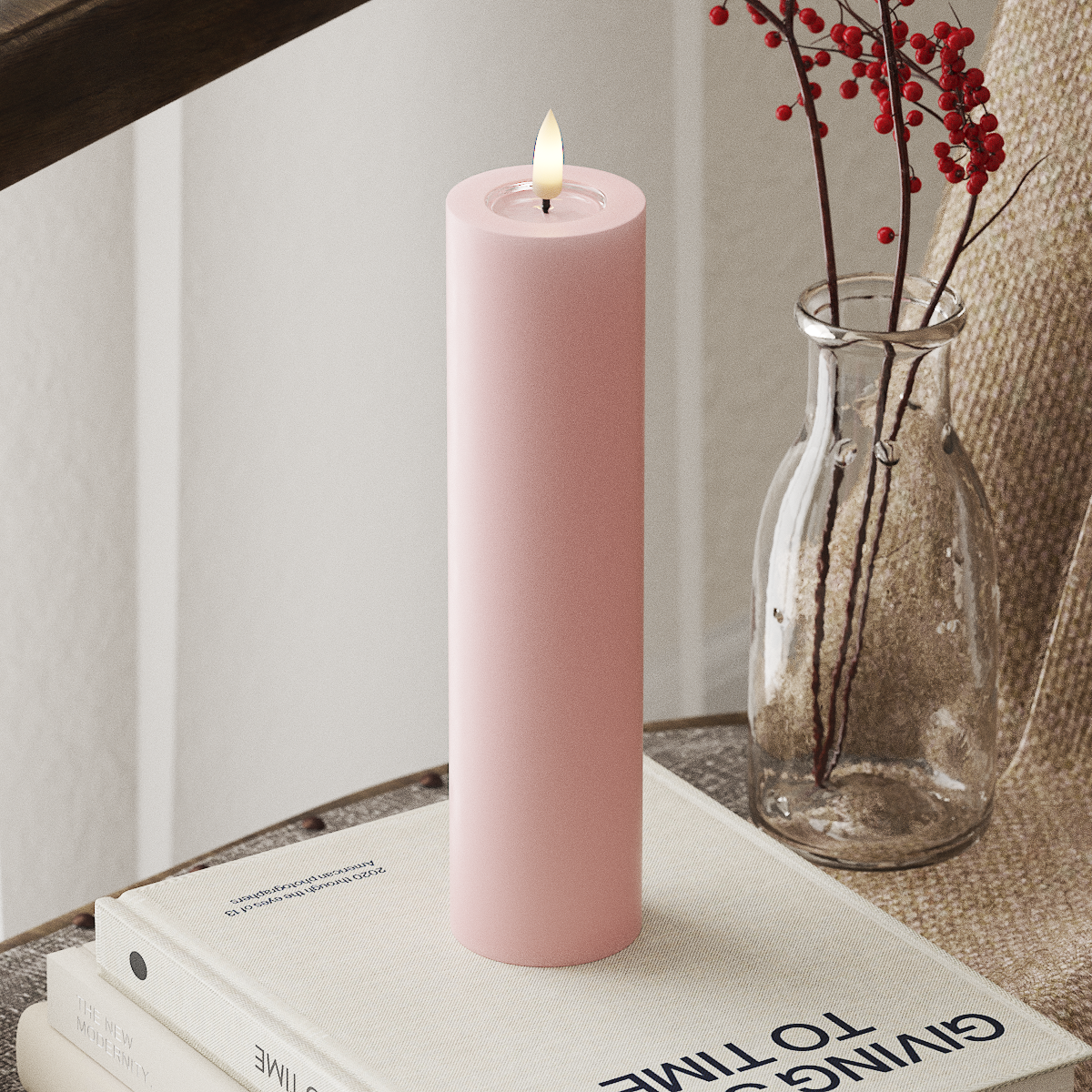 Deluxe Homeart LED blokové světlo Ø 5 x 20 cm Světle růžová LED blokové světlo 4