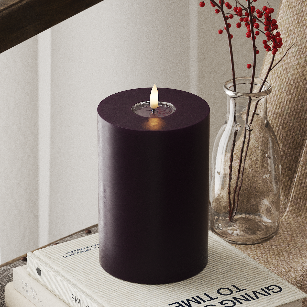 Deluxe Homeart LED blokové světlo Ø 10 x 15 cm Tmavě fialová LED blokové světlo 4