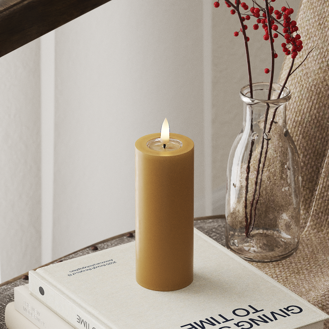 Deluxe Homeart LED Blockljus Ø 5 x 12,5 cm Curry LED Blockljus 4