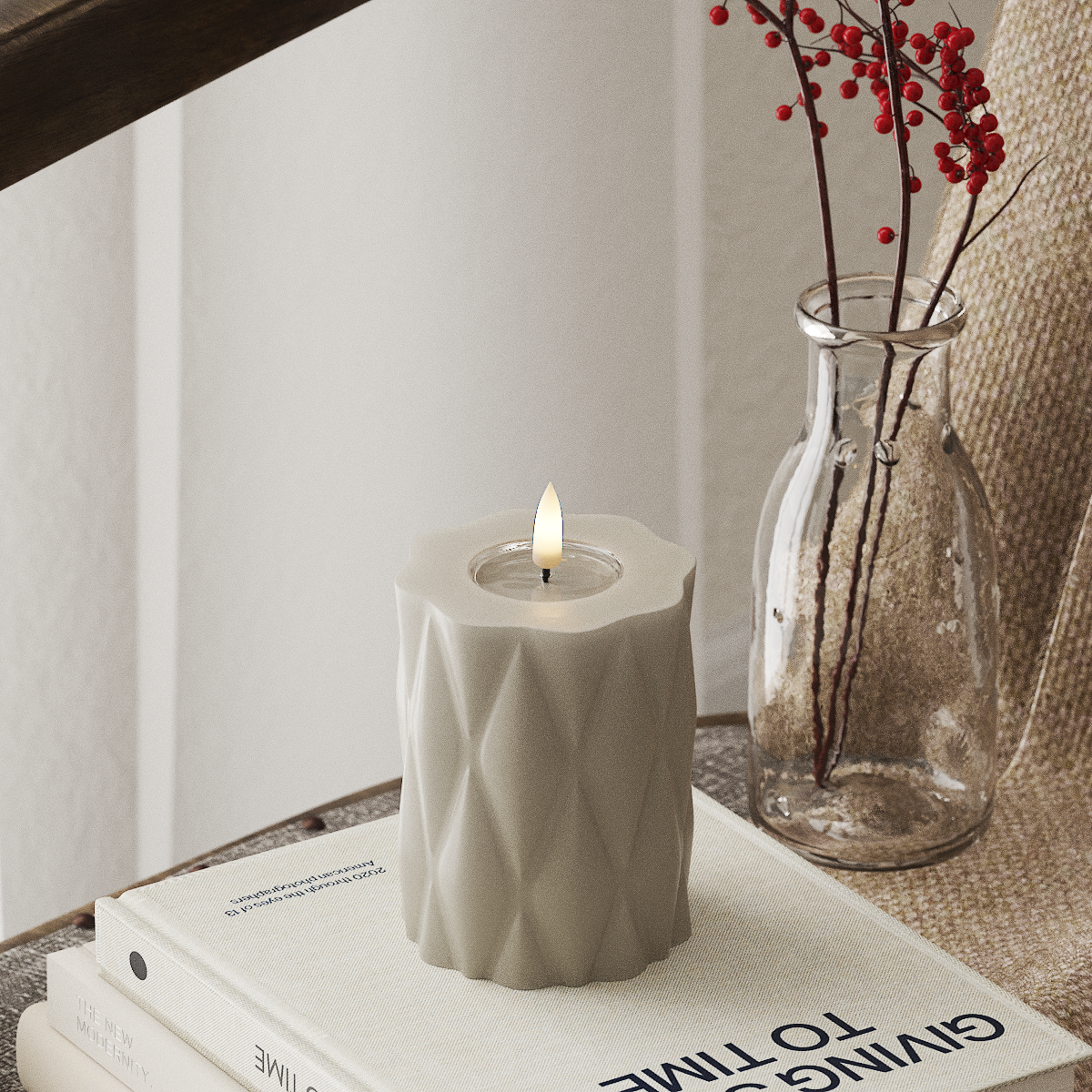 Deluxe Homeart Harlequin Φωτιστικό μπλοκ LED Ø 7,5 x 10 cm Άμμος LED Harlequin 4