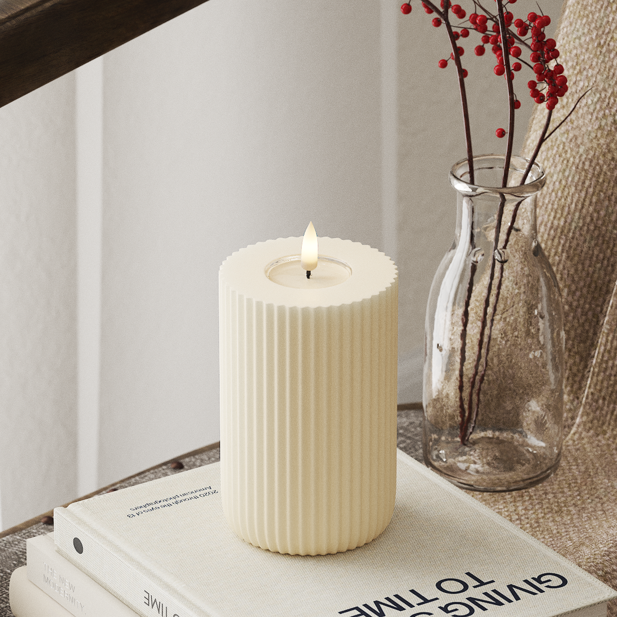 Deluxe Homeart Solid Stripe LED Block Light Ø 8 X 12,5 cm Krémová Tvar LED 4